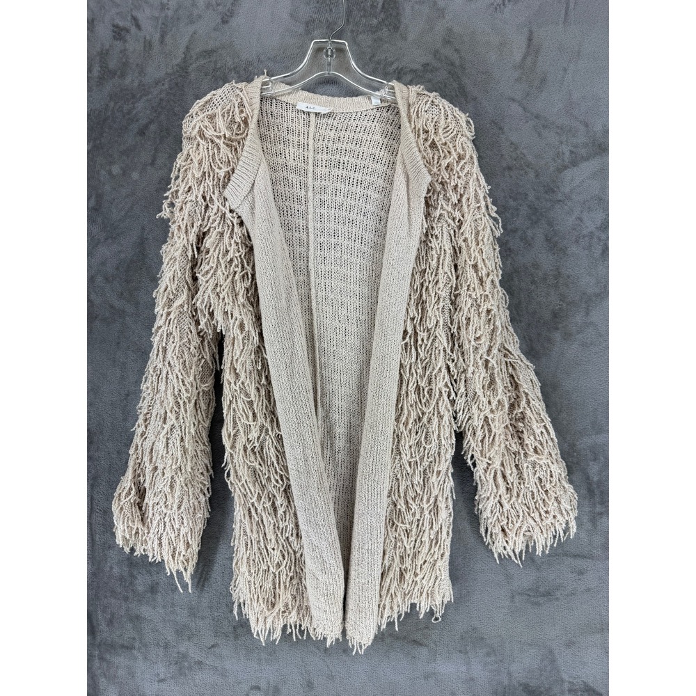 A.L.C. Stevie Shag Cardigan Womens Beige Shaggy Loop Knit Open Front Cardigan XS